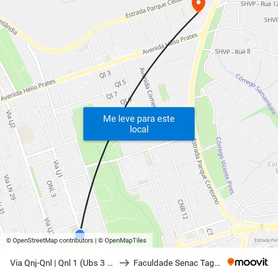 Via Qnj-Qnl | Qnl 1 (Ubs 3 / Ced 6) to Faculdade Senac Taguatinga map