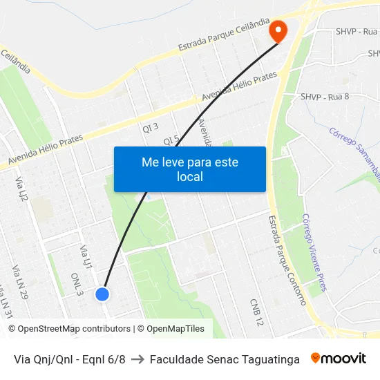Via Qnj/Qnl - Eqnl 6/8 to Faculdade Senac Taguatinga map