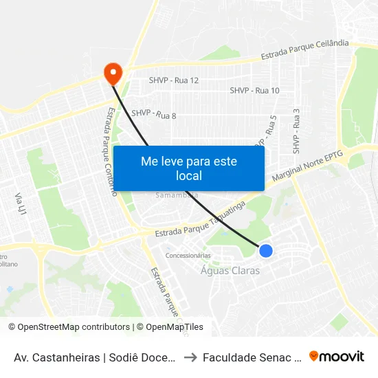 Av. Castanheiras | Sodiê Doces / Dona De Casa to Faculdade Senac Taguatinga map