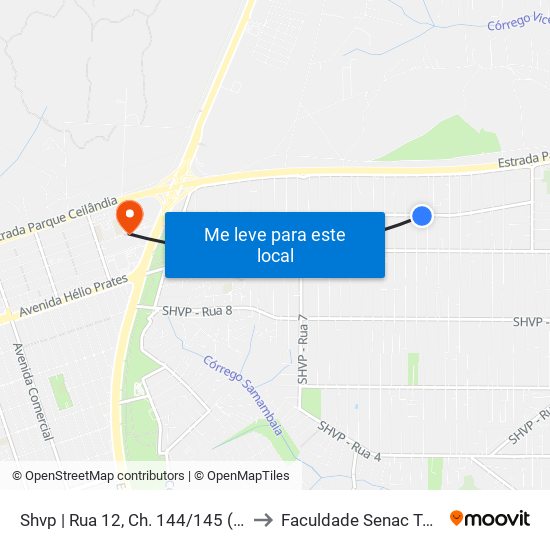 Shvp | Rua 12, Ch. 144/145 (Eunice Hair) to Faculdade Senac Taguatinga map