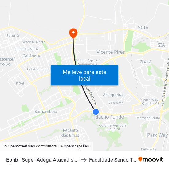 Epnb | Super Adega Atacadista / Gran Motel to Faculdade Senac Taguatinga map