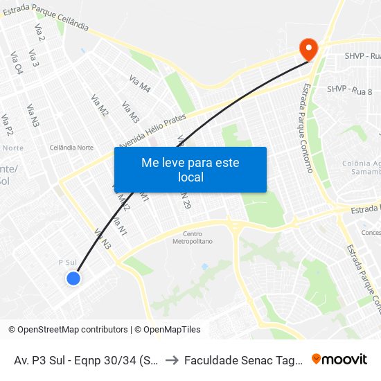 Av. P3 Sul - Eqnp 30/34 (Supercei) to Faculdade Senac Taguatinga map