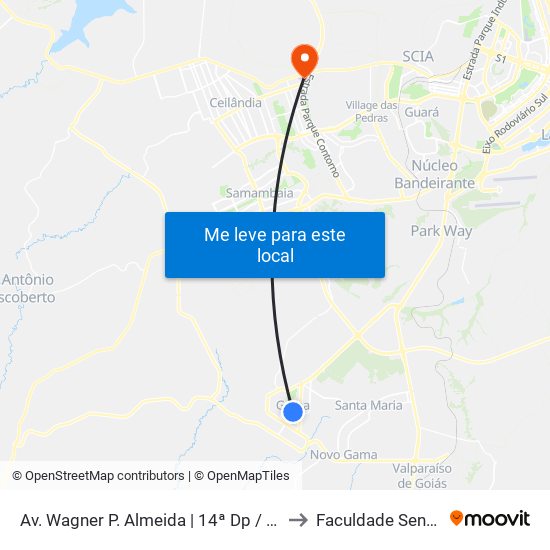 Av. Wagner P. Almeida | 14ª Dp / Administração / A Vila Bar to Faculdade Senac Taguatinga map