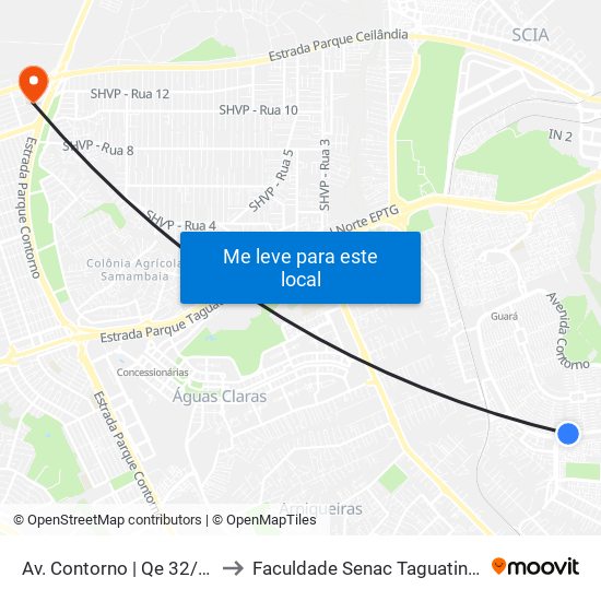 Av. Contorno | Qe 32/34 to Faculdade Senac Taguatinga map