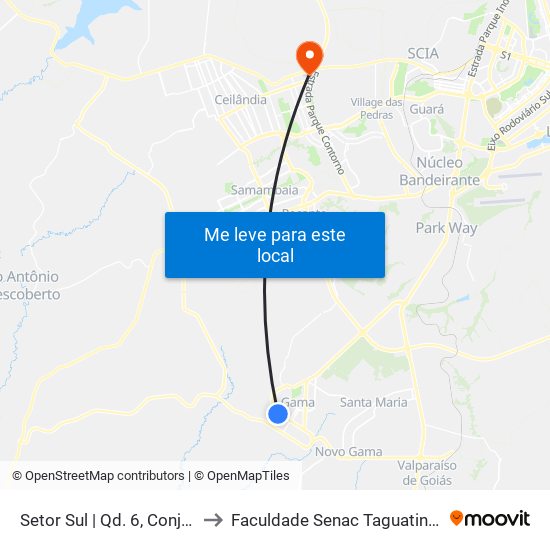 Setor Sul | Qd. 6, Conj. A to Faculdade Senac Taguatinga map