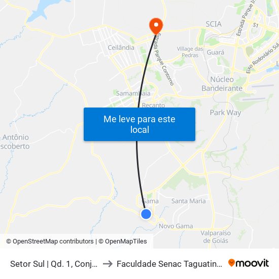 Setor Sul | Qd. 1, Conj. L to Faculdade Senac Taguatinga map