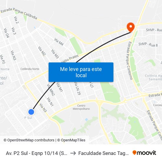 Av. P2 Sul - Eqnp 10/14 (Supercei) to Faculdade Senac Taguatinga map
