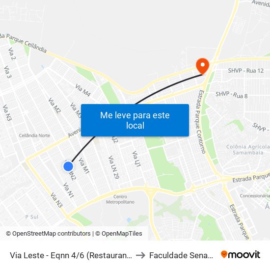 Via Leste - Eqnn 4/6 (Restaurante Querência Do Sul) to Faculdade Senac Taguatinga map