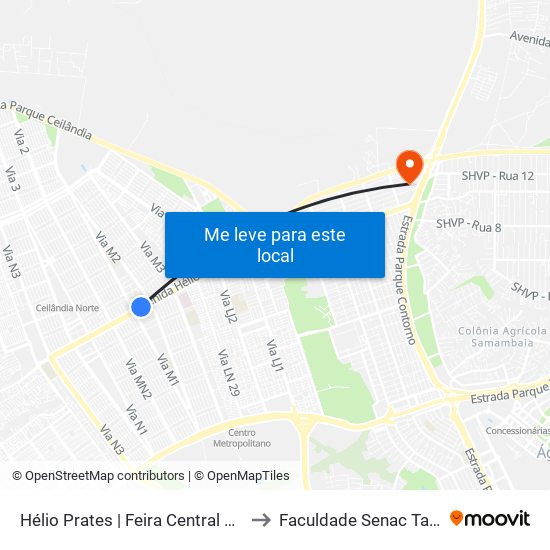 Hélio Prates | Feira Central Da Ceilândia to Faculdade Senac Taguatinga map