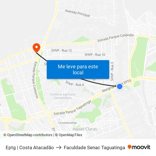 Eptg | Costa Atacadão to Faculdade Senac Taguatinga map