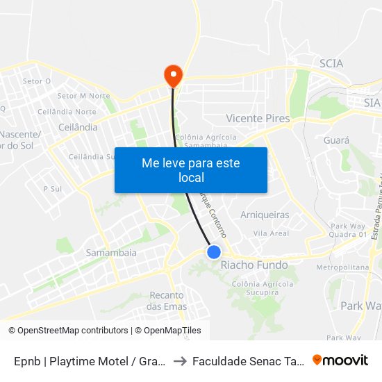 Epnb | Playtime Motel / Granja Modelo to Faculdade Senac Taguatinga map