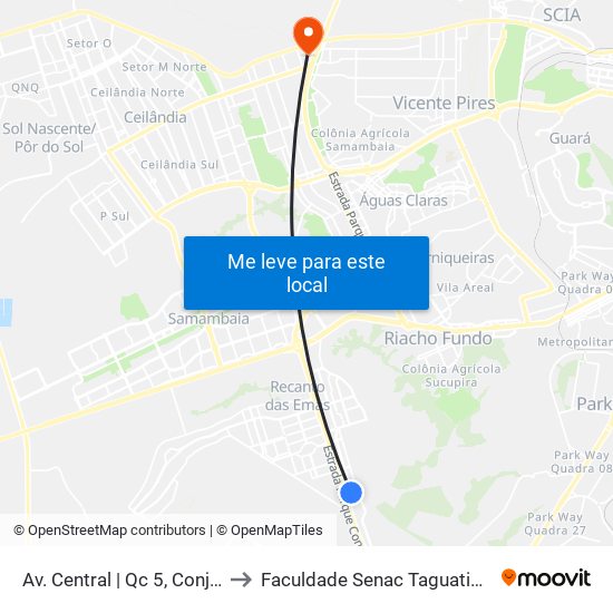 Av. Central | Qc 5, Conj. 9 to Faculdade Senac Taguatinga map