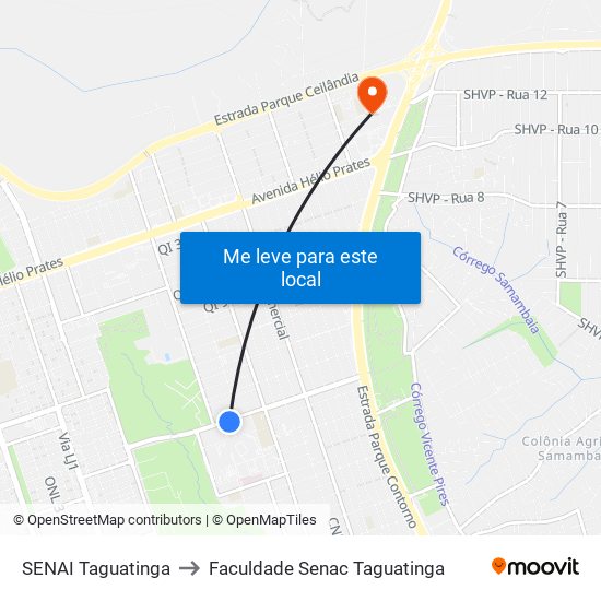 SENAI Taguatinga to Faculdade Senac Taguatinga map