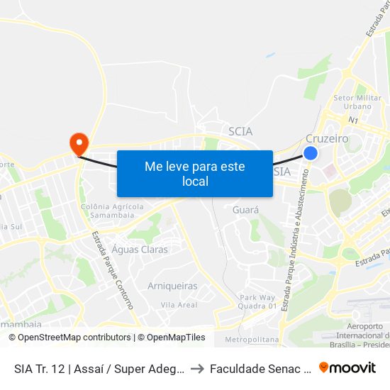 Sia | Assaí / Super Adega / F. Importados to Faculdade Senac Taguatinga map
