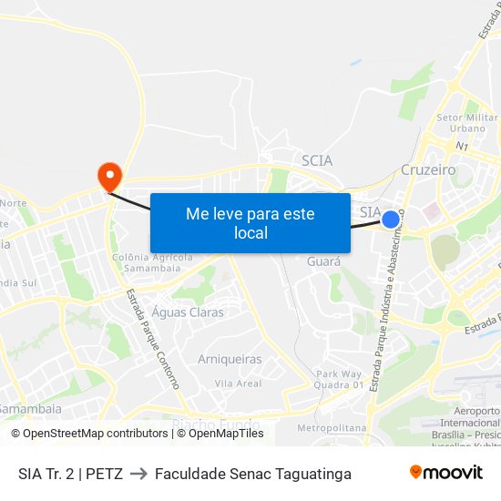 SIA Tr. 2 | PETZ to Faculdade Senac Taguatinga map
