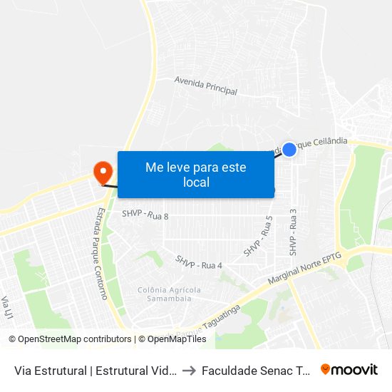Via Estrutural | Estrutural Vidros (Rua 03) to Faculdade Senac Taguatinga map