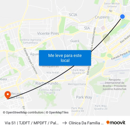 Via S1 | TJDFT / MPDFT / Palácio do Buriti to Clínica Da Família 104/105 map