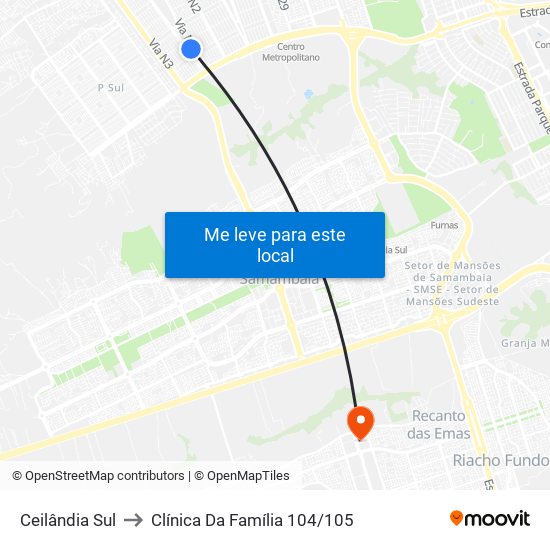 Ceilândia Sul to Clínica Da Família 104/105 map