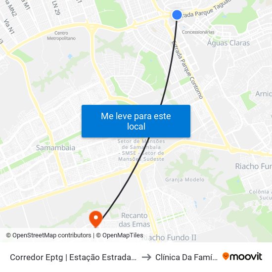 Corredor Eptg | Estação Estrada Parque (Sentido Tag.) to Clínica Da Família 104/105 map