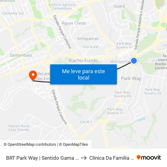 Estação Brt Park Way to Clínica Da Família 104/105 map