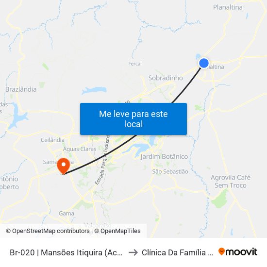 Br-020 | Mansões Itiquira (Acesso Df-128) to Clínica Da Família 104/105 map