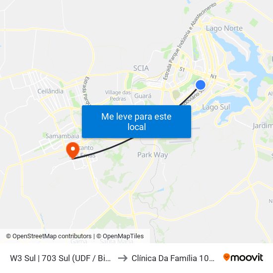 W3 Sul | 703 Sul (Udf / Big Box) to Clínica Da Família 104/105 map