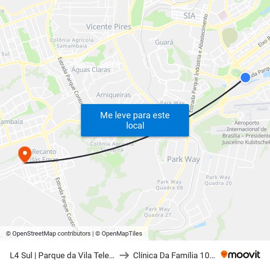 L4 Sul | Parque da Vila Telebrasília to Clínica Da Família 104/105 map