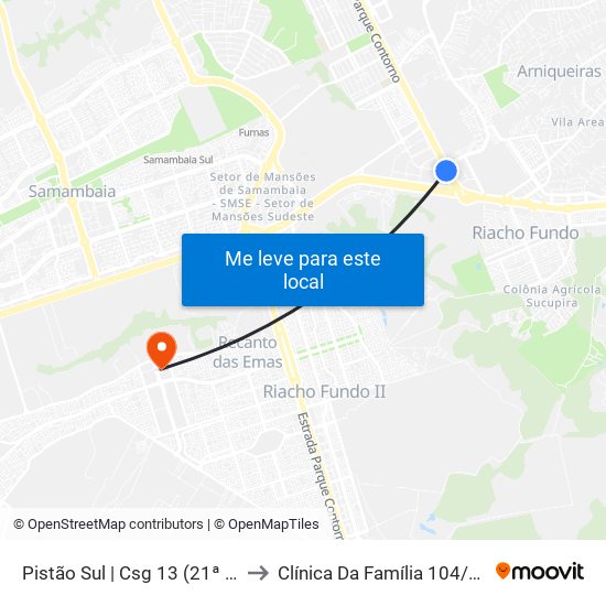 Pistão Sul | Csg 13 (21ª Dp) to Clínica Da Família 104/105 map