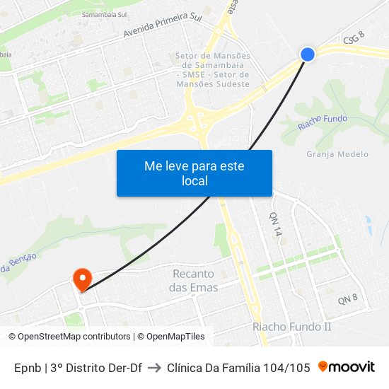 Epnb | 3º Distrito Der-Df to Clínica Da Família 104/105 map