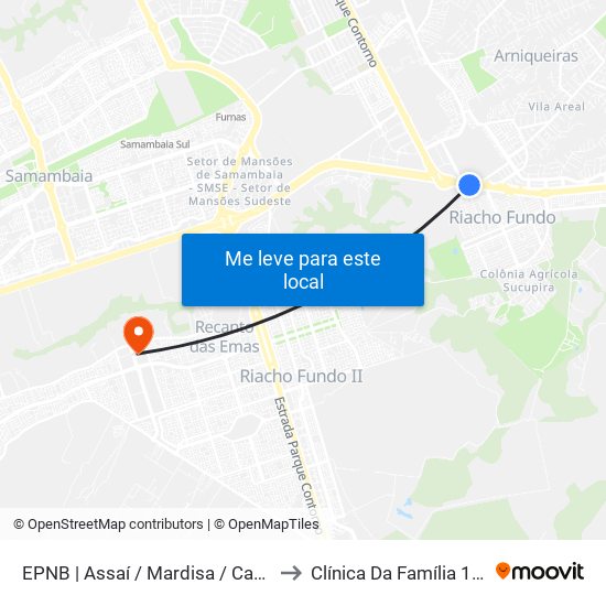 EPNB | Assaí / Mardisa / Café do Sítio to Clínica Da Família 104/105 map