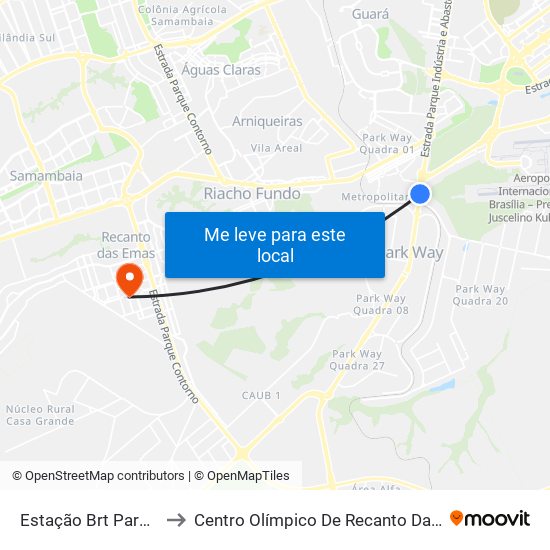 Estação Brt Park Way to Centro Olímpico De Recanto Das Emas map
