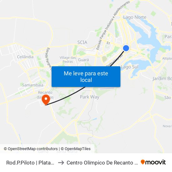 Rod.P.Piloto | Plataforma C to Centro Olímpico De Recanto Das Emas map