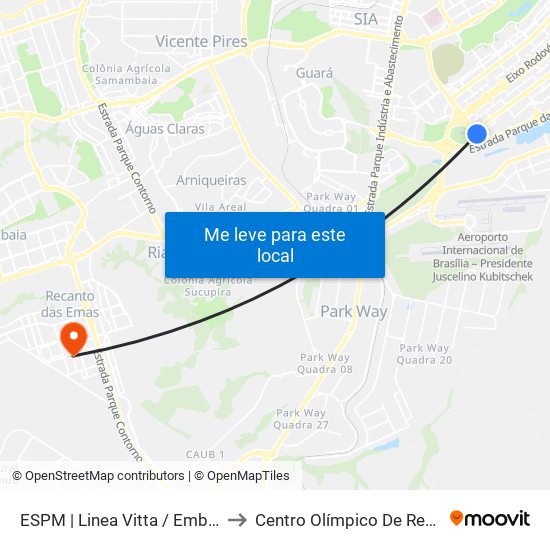 Sps | Linea Vitta to Centro Olímpico De Recanto Das Emas map