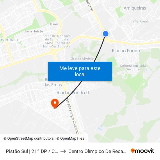 Pistão Sul | Qs 9 (21ª Dp / Café Do Sítio) to Centro Olímpico De Recanto Das Emas map