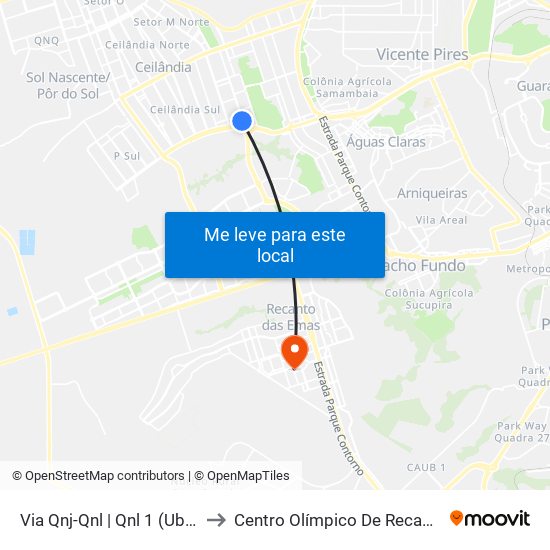 Via Qnj-Qnl | Qnl 1 (Ubs 3 / Ced 6) to Centro Olímpico De Recanto Das Emas map