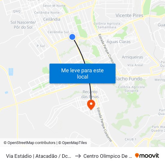 Via Estádio | Atacadão / Dca II / Rodoviária / Estádio to Centro Olímpico De Recanto Das Emas map