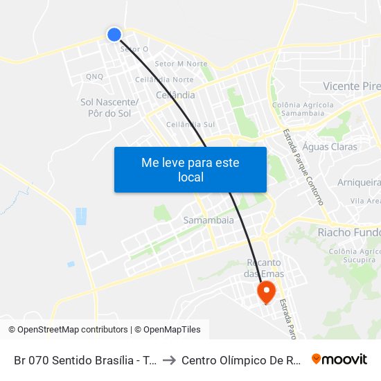 Br 070 Sentido Brasília - Terminal Do Setor O to Centro Olímpico De Recanto Das Emas map