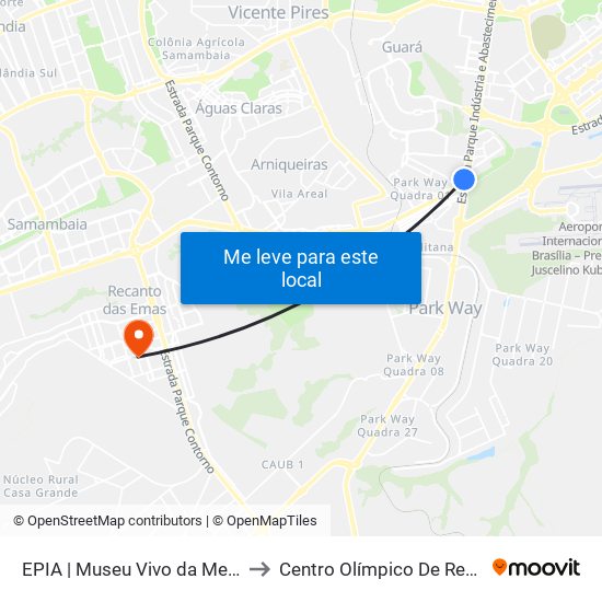 EPIA | Museu Vivo da Memória Candanga to Centro Olímpico De Recanto Das Emas map