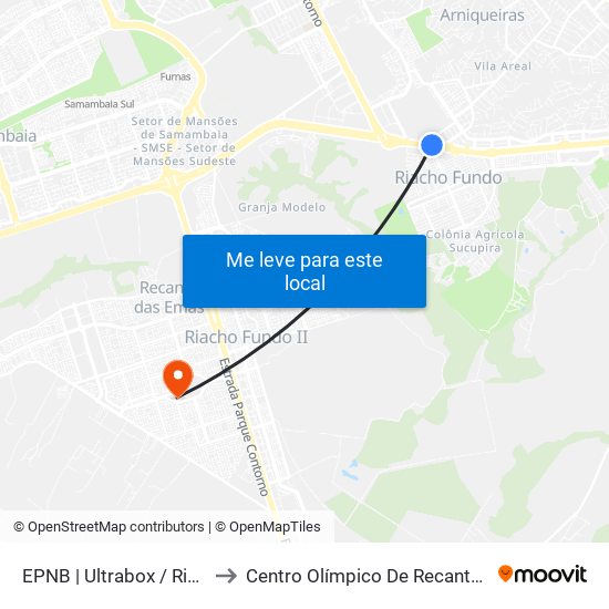 Epnb | Ultrabox / Assaí / Riacho Mall to Centro Olímpico De Recanto Das Emas map