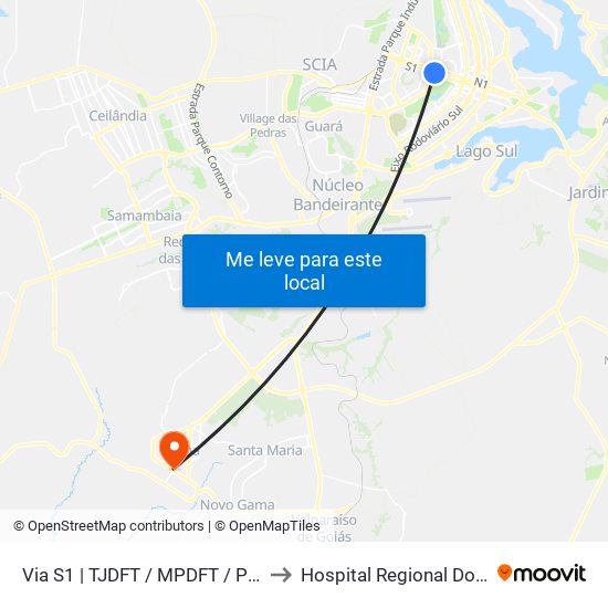 Via S1 | Tjdft / Mpdft / Palácio Do Buriti to Hospital Regional Do Gama - Hrg map