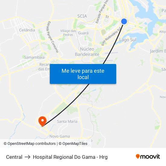 Central to Hospital Regional Do Gama - Hrg map