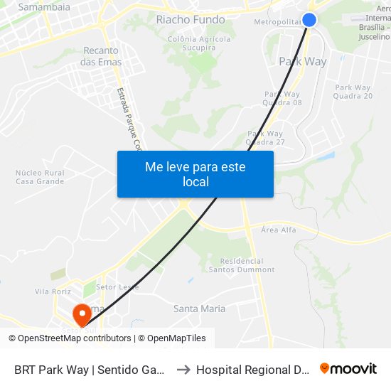 Estação Brt Park Way to Hospital Regional Do Gama - Hrg map