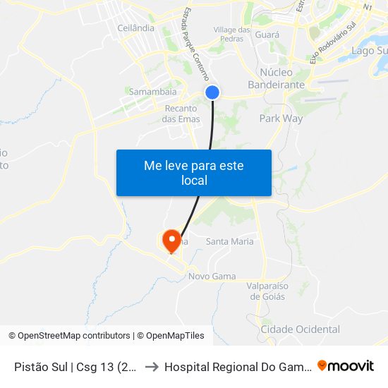 Pistão Sul | Csg 13 (21ª Dp) to Hospital Regional Do Gama - Hrg map