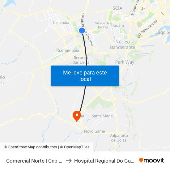 Comercial Norte | Cnb 3 (Inss) to Hospital Regional Do Gama - Hrg map