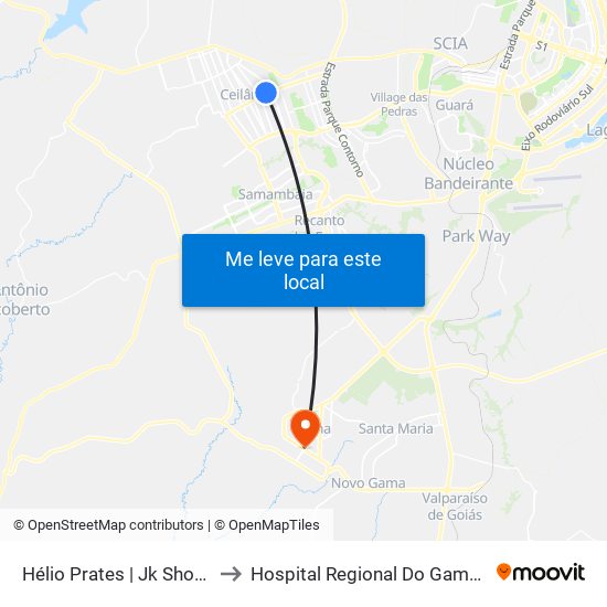 Hélio Prates | Jk Shopping to Hospital Regional Do Gama - Hrg map