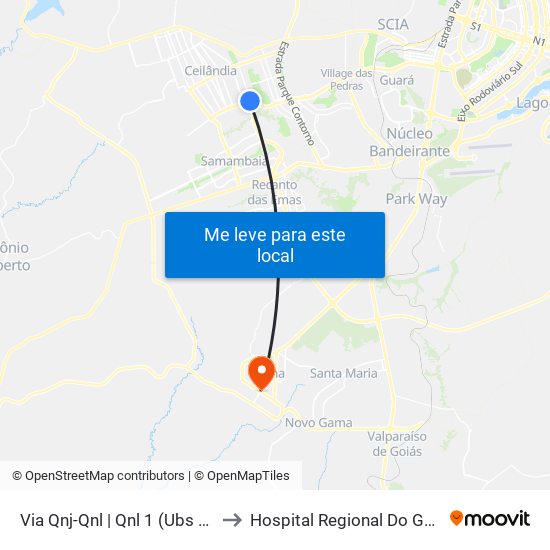 Via Qnj-Qnl | Qnl 1 (Ubs 3 / Ced 6) to Hospital Regional Do Gama - Hrg map