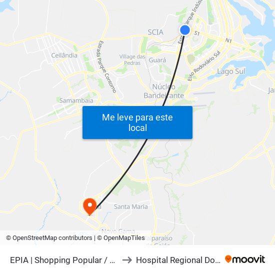 Epia Sul | Shopping Popular / Rodoferroviaria to Hospital Regional Do Gama - Hrg map