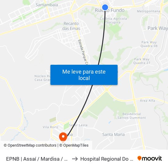 Epnb | Assaí / Mardisa / Café Do Sítio to Hospital Regional Do Gama - Hrg map