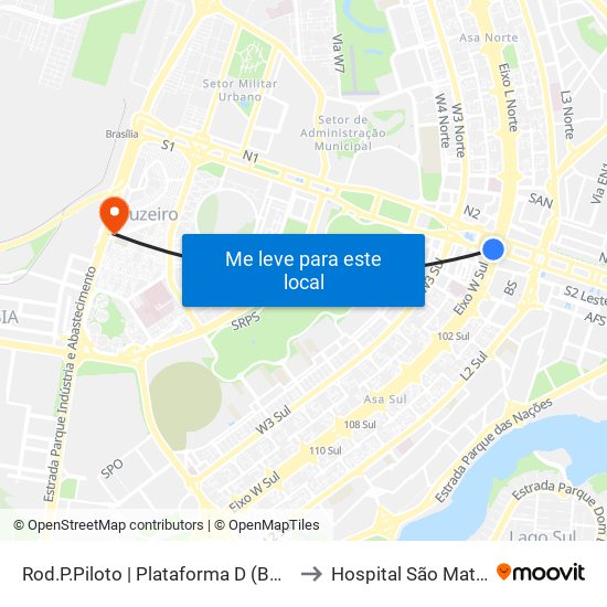 Rod.P.Piloto | Plataforma D (Box 16) to Hospital São Mateus map