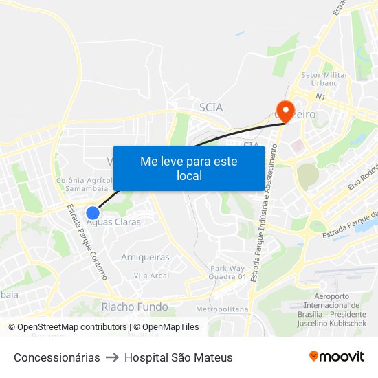 Concessionárias to Hospital São Mateus map